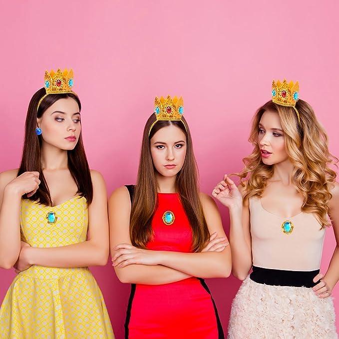 hashiny hashiny 1Pcs Princess Peach Crown Headband and Necklace Set for Cosplay Party Halloween (BB)