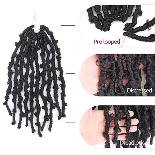 ToyoTress Toyotress Butterfly Locs Crochet Hair - 10 inch 7Pcs Natural Black Pre-twisted Distressed Crochet Braids, Short Bob Faux Locs Pre-looped Synthetic Braiding Hair Extensions (10 Inch, 1B-7P)