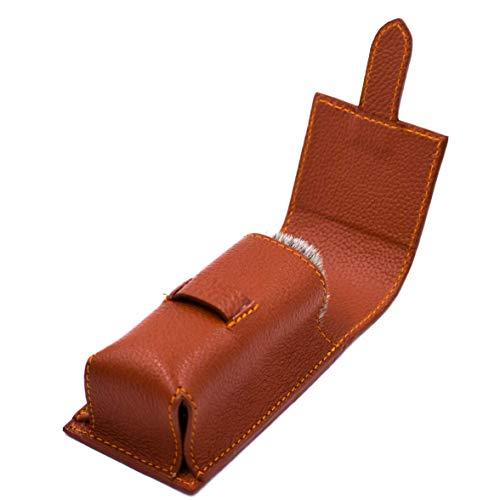 Parker Safety Razor Parker Genuine Leather Travel Shave Brush Case (Saddle Brown)