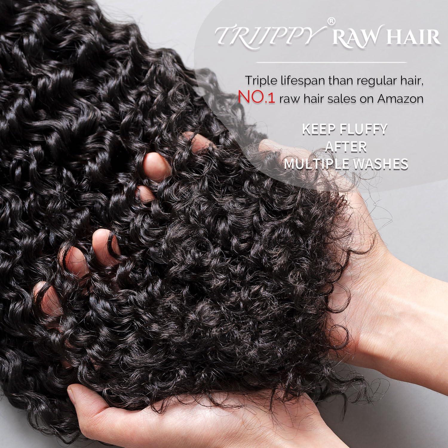 Triippy TRIIPPY Raw Human Hair Bundles,Triple Lifespan Than Regular Virgin Hair No.1 Sales Of Raw Hair Bundles,26 28 30 Inches Cambodia Raw Deep Wave 3 Bundles, Keep Soft and Smooth After Multiple Washes