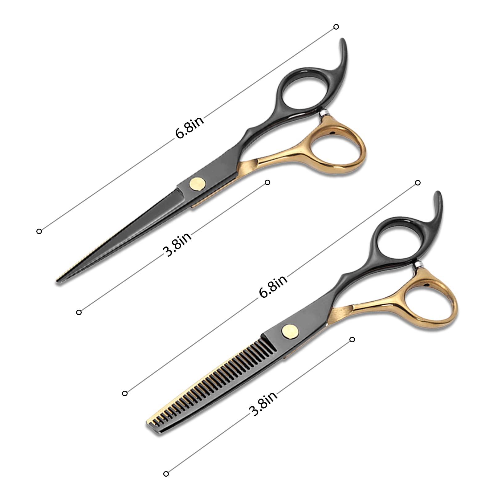 Zhjdongtuo Black Gold Hair Cutting Scissors Professional Stainless Steel Barber Hair Thinning Shears Salon Multifunctional Straight Hair Cutting Shears Teeth Scissors Hair Cutting Scissors Kit for Home Use