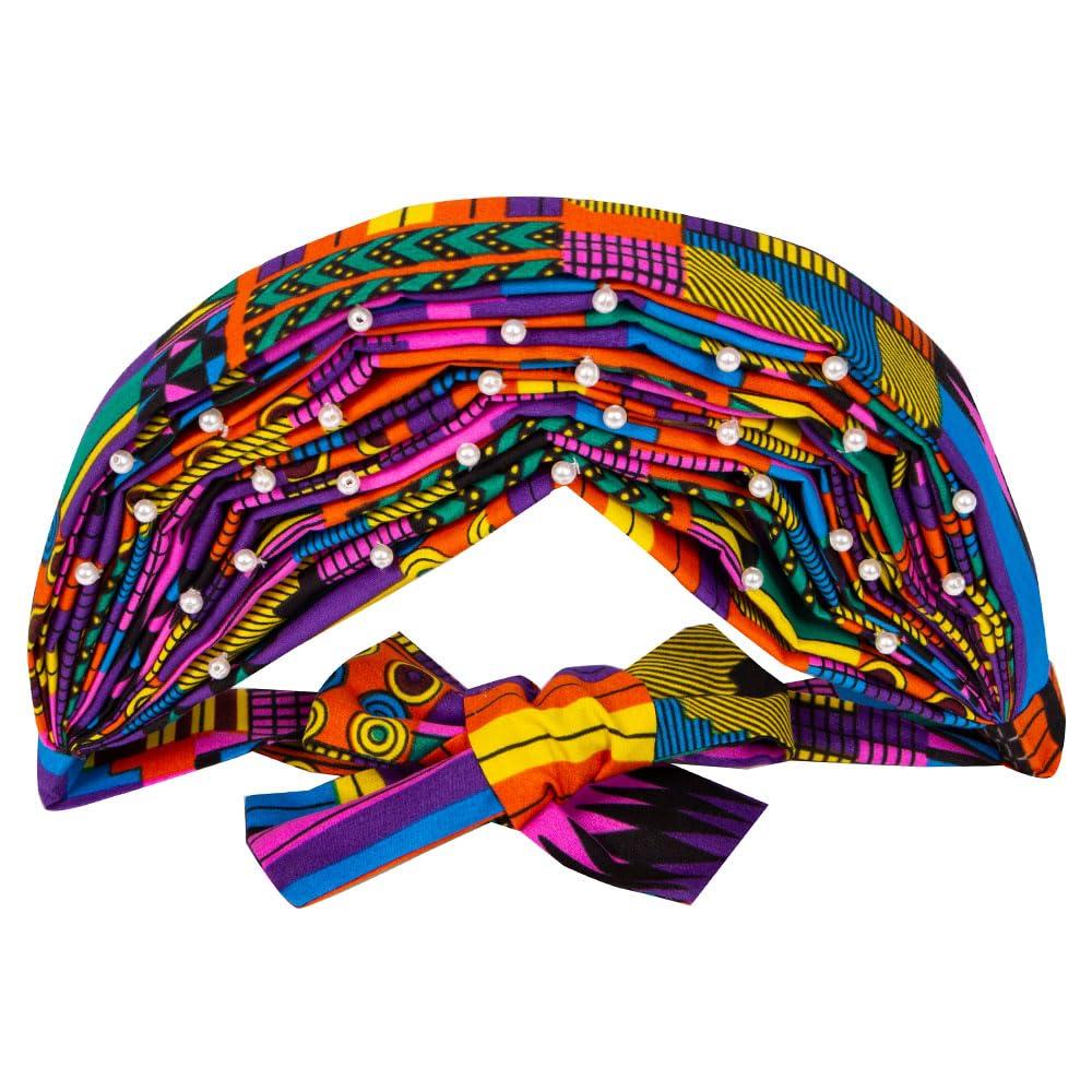 VeritableWax VeritableWax African Turban Pre-Tied Head Wrap for Black Women Cap Head Wraps Beaded Headscarf
