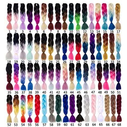 STREJHYT 5Pcs Shadow Jumbo Braiding Hair Extensions 60 Cm 100G Synthetic Brown Blonde Gray Pink Purple Blue Crochet Braids Hair Bundles T#27613 24inches