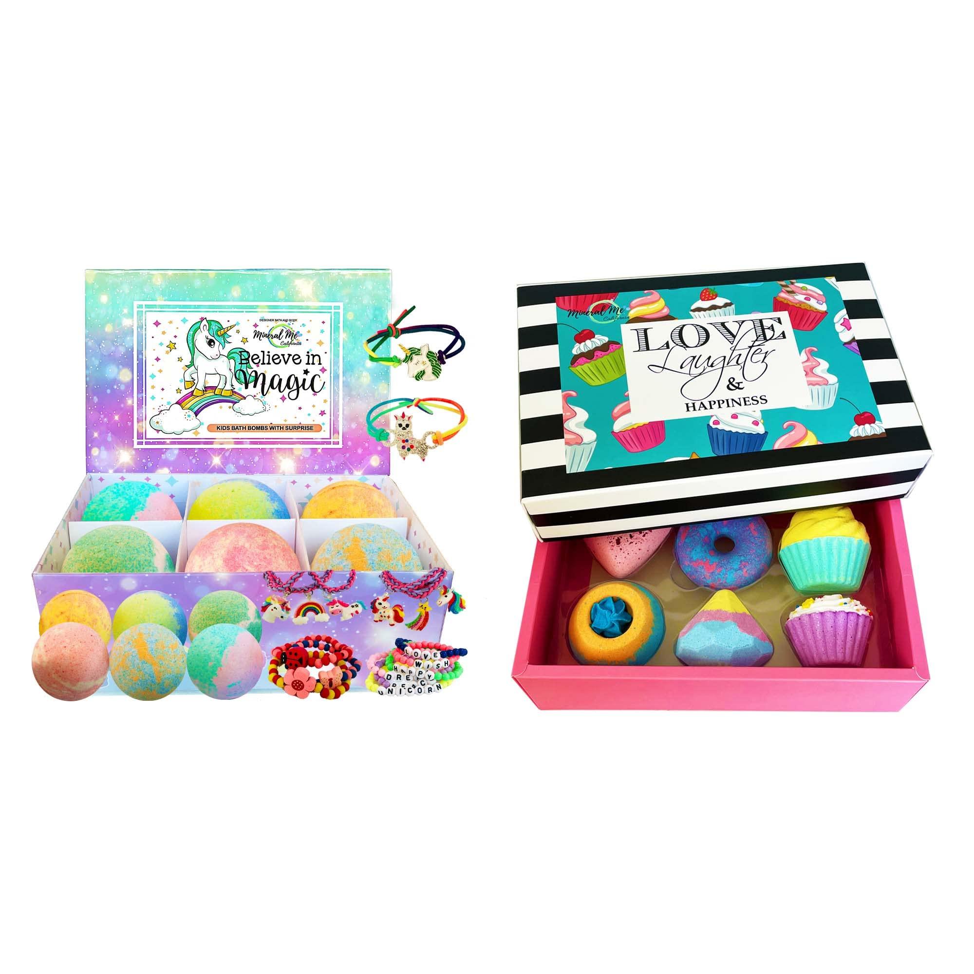 Mineral Me California Bath Bombs for Girls with Jewelry Inside - 6 Aromatherapy Bathbombs - Family Pack