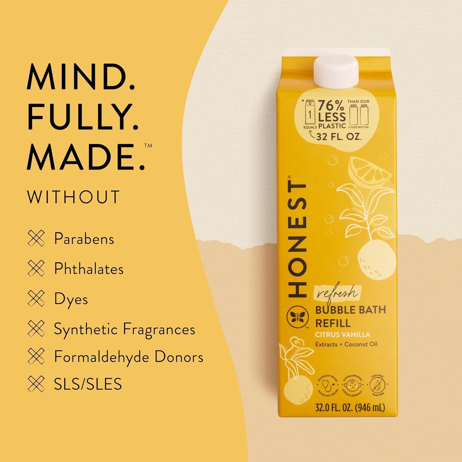 The Honest Company The Honest Company Foaming Bubble Bath Refill Carton | Gentle for Baby | Naturally Derived, Tear-Free, Hypoallergenic | Citrus Vanilla Refresh, 32 fl oz