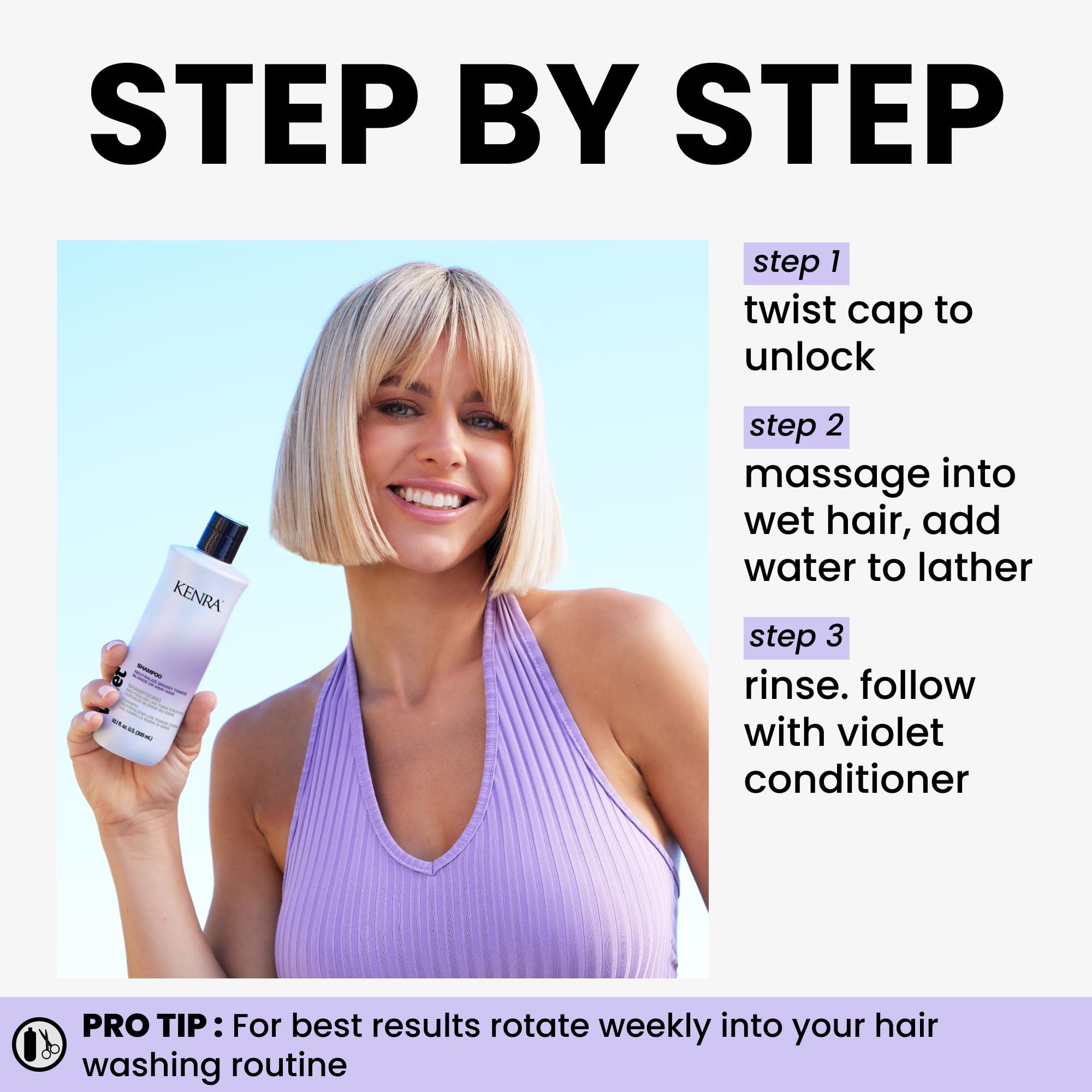 Kenra Professional Kenra Violet Shampoo | Eliminates Brassy Tones | Purple Pigment + Deposit | Neutralizes Yellow | Moisturizes Processed Hair | Enhances Vibrancy of Blonde or Gray Hair | Color Safe | 10.1 fl. oz.