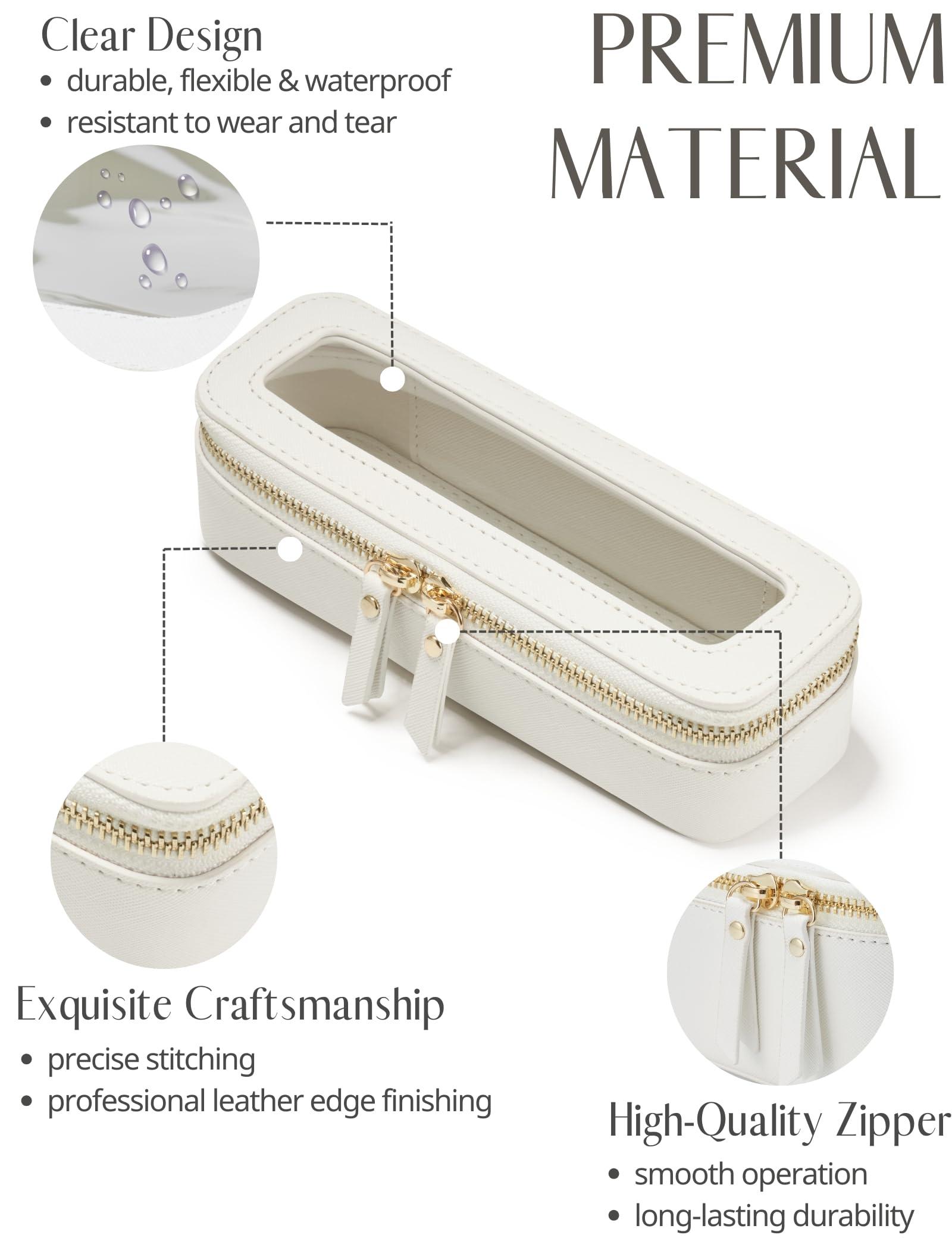 Popvibe Popvibe Slim Makeup Brush Bag Travel Clear Toiletry Bag for Women Cute White Make Up Bag for Traveling Cosmetic Bag Organizer Waterproof Tansparent Beauty Makeup Case