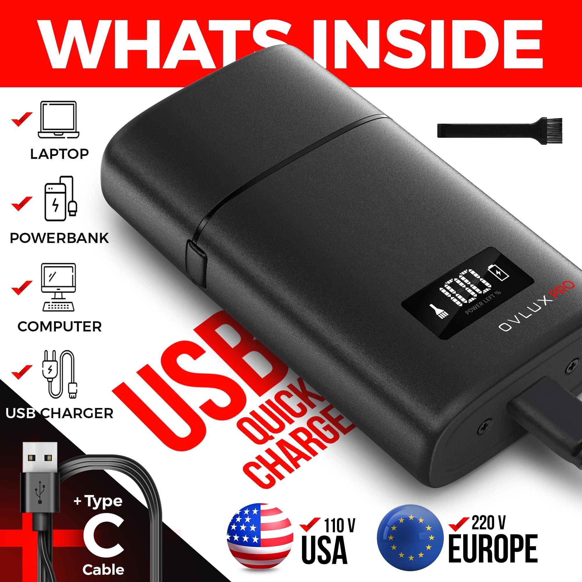 OVLUX Metal Shell Three Blades Foil Shaver for Men: Dual-Foil with Trimmer - Ideal Barber Face Shavers for Bald Heads, Perfect Gifts for Men, Him, Dad, Father, Husband