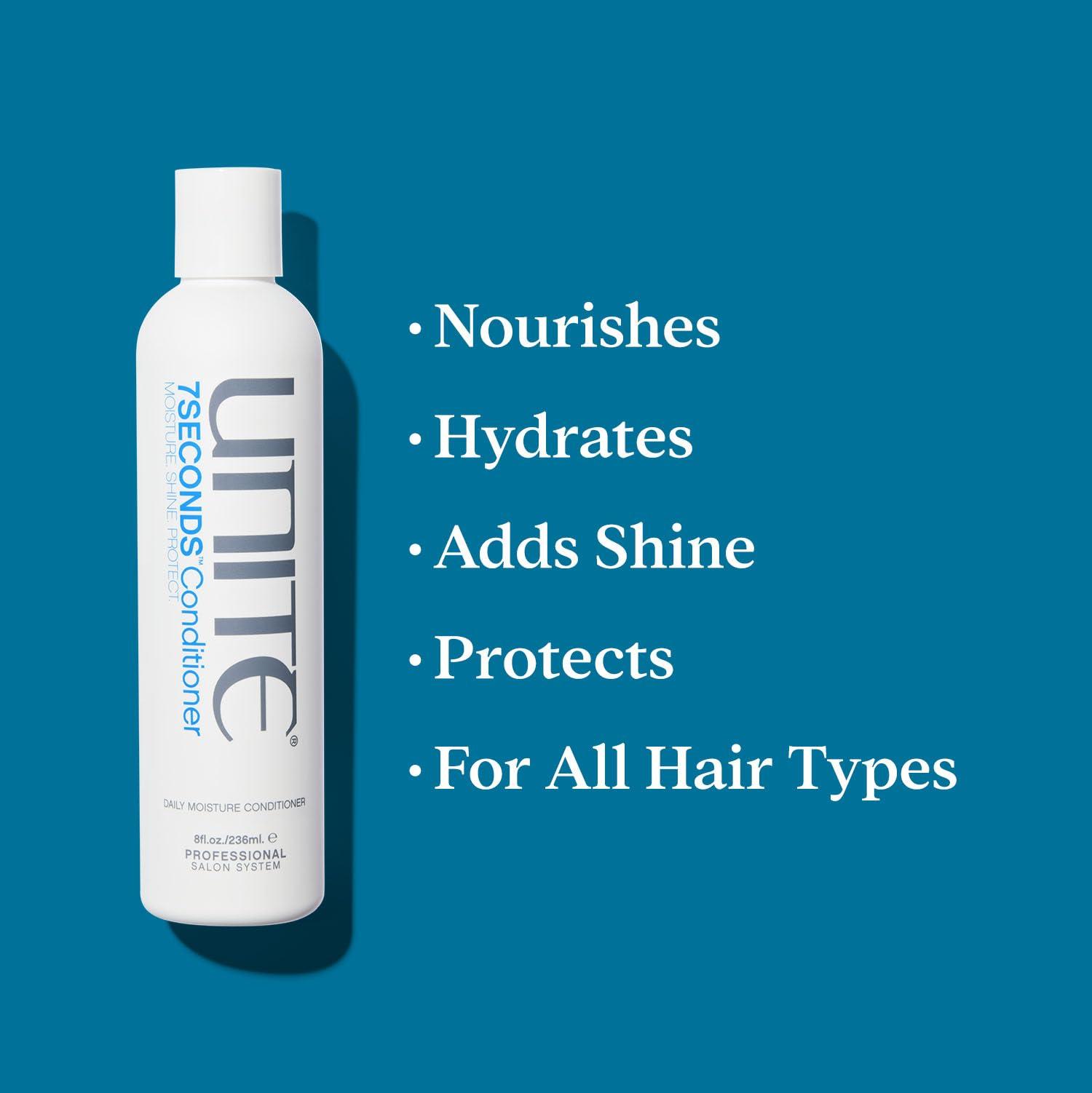 UNITE Hair UNITE Hair 7SECONDS Daily Moisture Essentials - 7SECONDS Detangler Leave-In Conditioner, 8 fl.Oz with 7SECONDS Shampoo, 10 fl.Oz, and 7SECONDS Conditioner, 8 fl.Oz (3 Items)