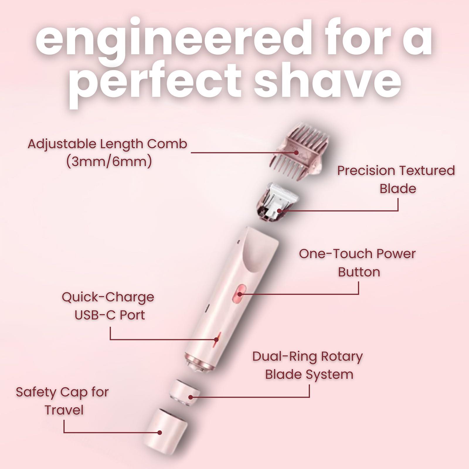 Rtettoa Reshline Shaver, Comfort 2 in 1 Electric Lady Shaver, Electric Lady Razor, 2-in-1 Women\'s Body Shaver, Waterproof Electric Bikini Trimmer for Women, Dual Head Shaver, Wet and Dry (2PCS)