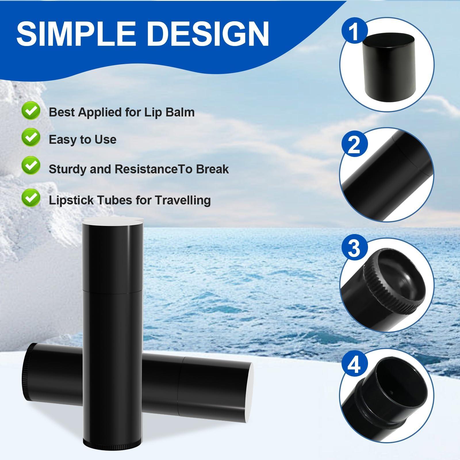 Youfuyi 100 black container round tube, empty of tube is BPA-free, professional filled tray scraper for DIY, homemade by, 0.15 oz (Black 100 lip balm tube empty tube)