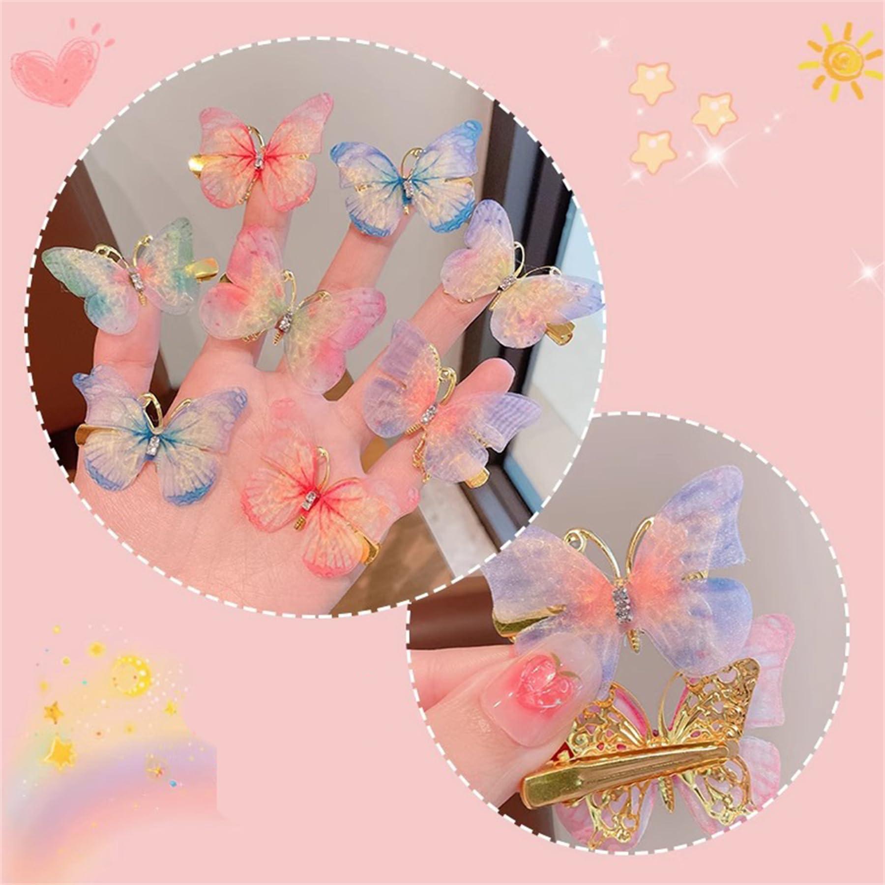 Bincout Meerore 6 PCS Colorful Moving Butterfly Hair Clips Non-Slip Clips Cute Barrettes Hair Accessories for Teens Women Girls 078-#06