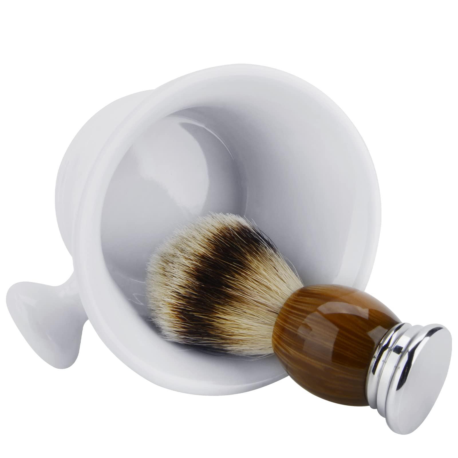 Linkidea Linkidea Ceramic Shaving Mug with Knob Handle, Deep Size Wet Shaving Cup, Razor Shave Soap and Cream Bowl for Men, White