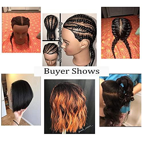 training head Traininghead 100% Real Hair Mannequin Head Training Head Cosmetology Doll Head Manikin Practice Head Hairdresser With Free Clamp Holder Female (Black Hair B)
