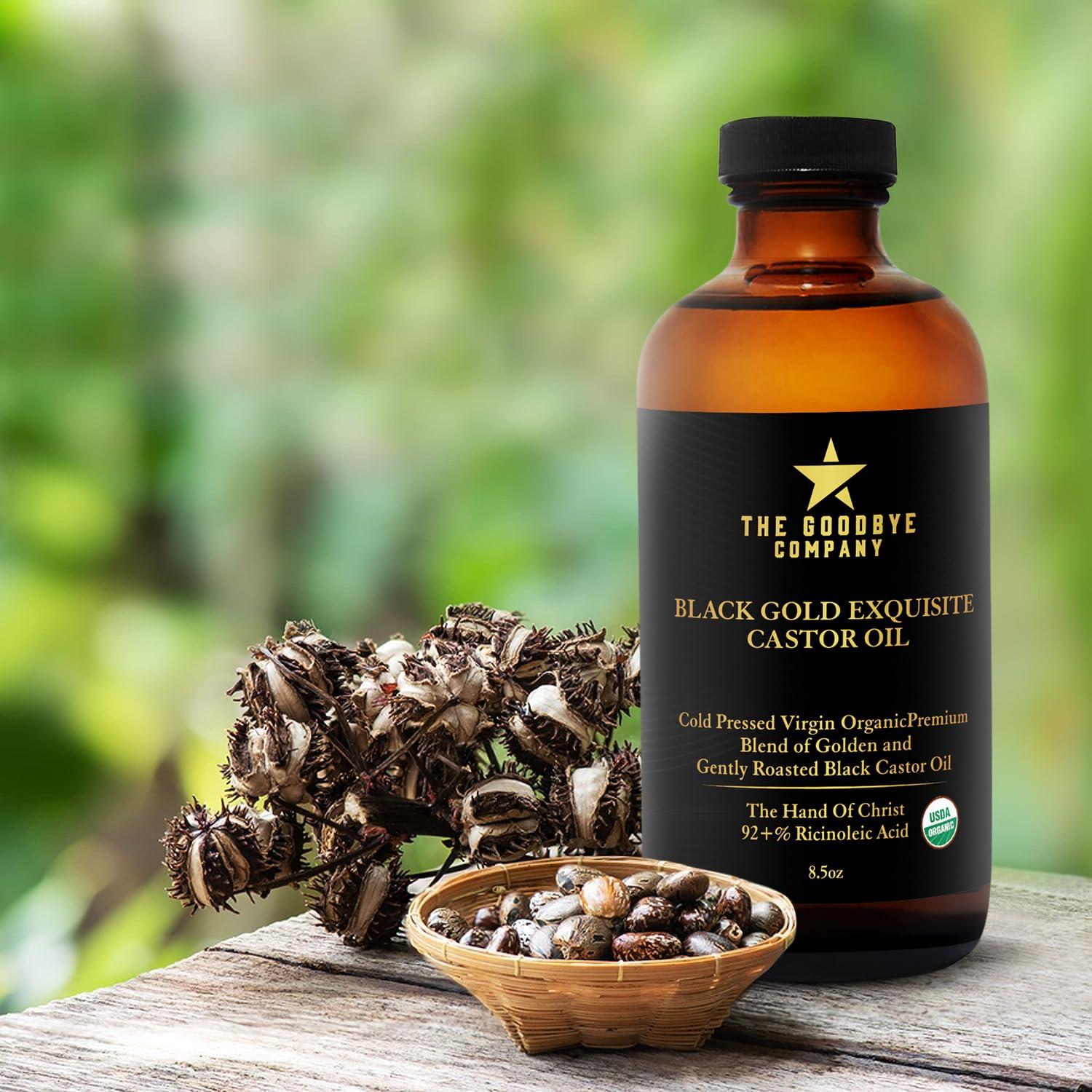 The Goodbye Company The Goodbye Company Jamaican Black & Gold Castor Oil Blend  USDA Organic, Cold-Pressed & Unrefined  Pure Hexane-Free Oil for Hair, Skin, Body, Eyelashes & Eyebrows