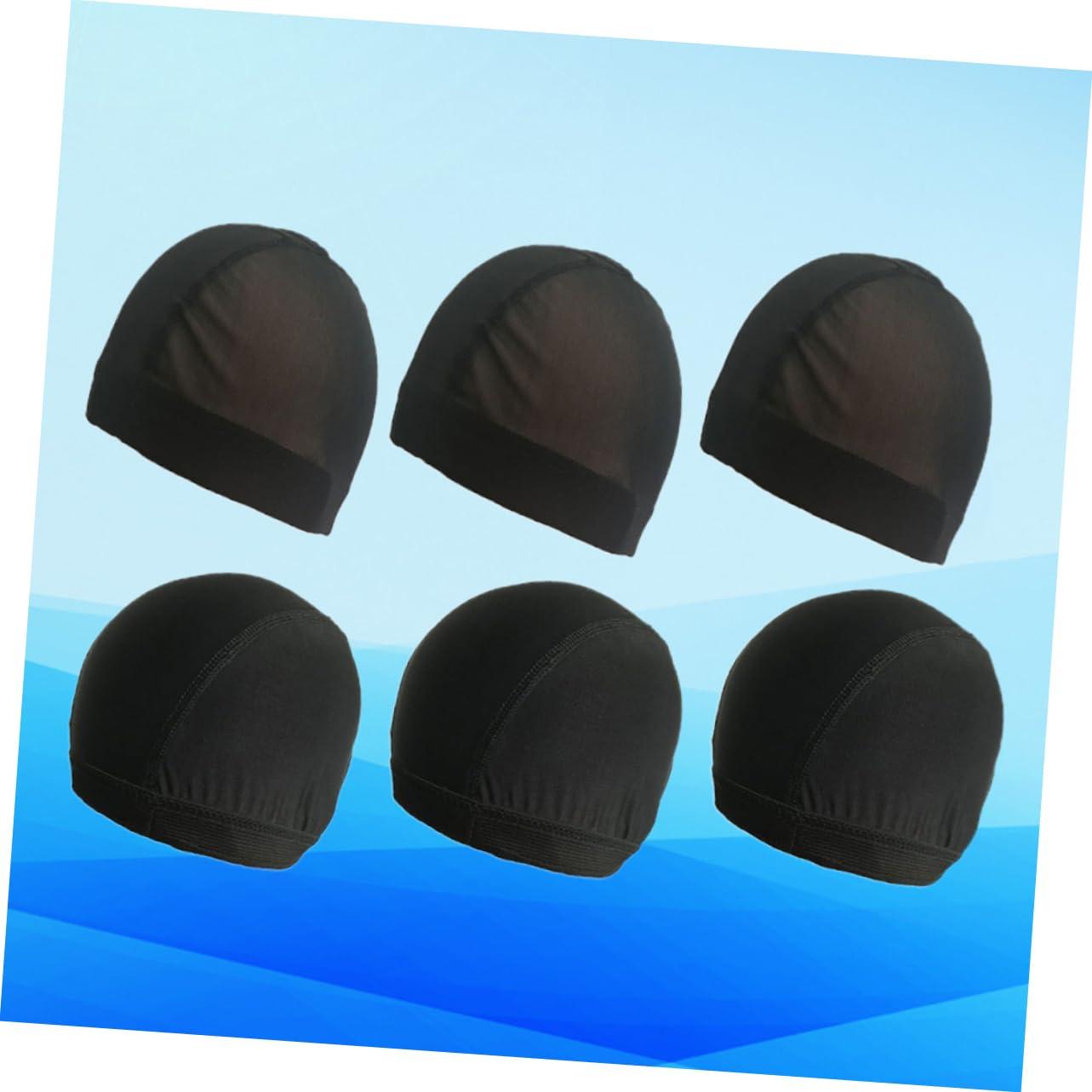 NOLITOY NOLITOY 6pcs Wig Hairnet Aqua Dreadlocks Caps Lap Adjustable Mesh Wig Cap Plugs Hairnets Swim Cap Bucket Lace Pool Hats for Woman Braids Cooling Swimming Women Hair Net Visor Arena Black