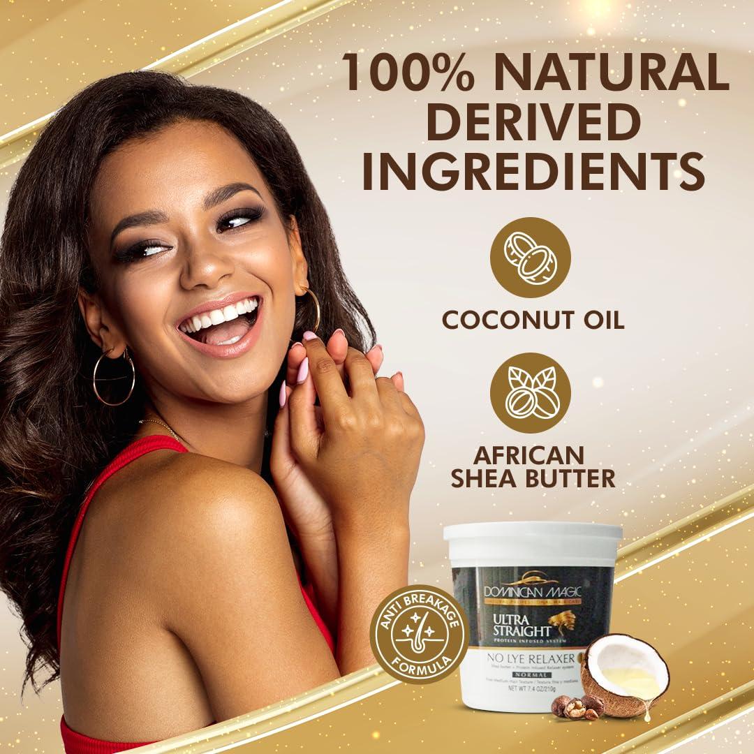 DOMINICAN MAGIC Dominican Magic Ultra Straight No Lye Hair Relaxer  Gentle Formula for Smooth, Frizz-Free, and Straight Hair  7.4oz, Normal Strength, Professional Grade Relaxer