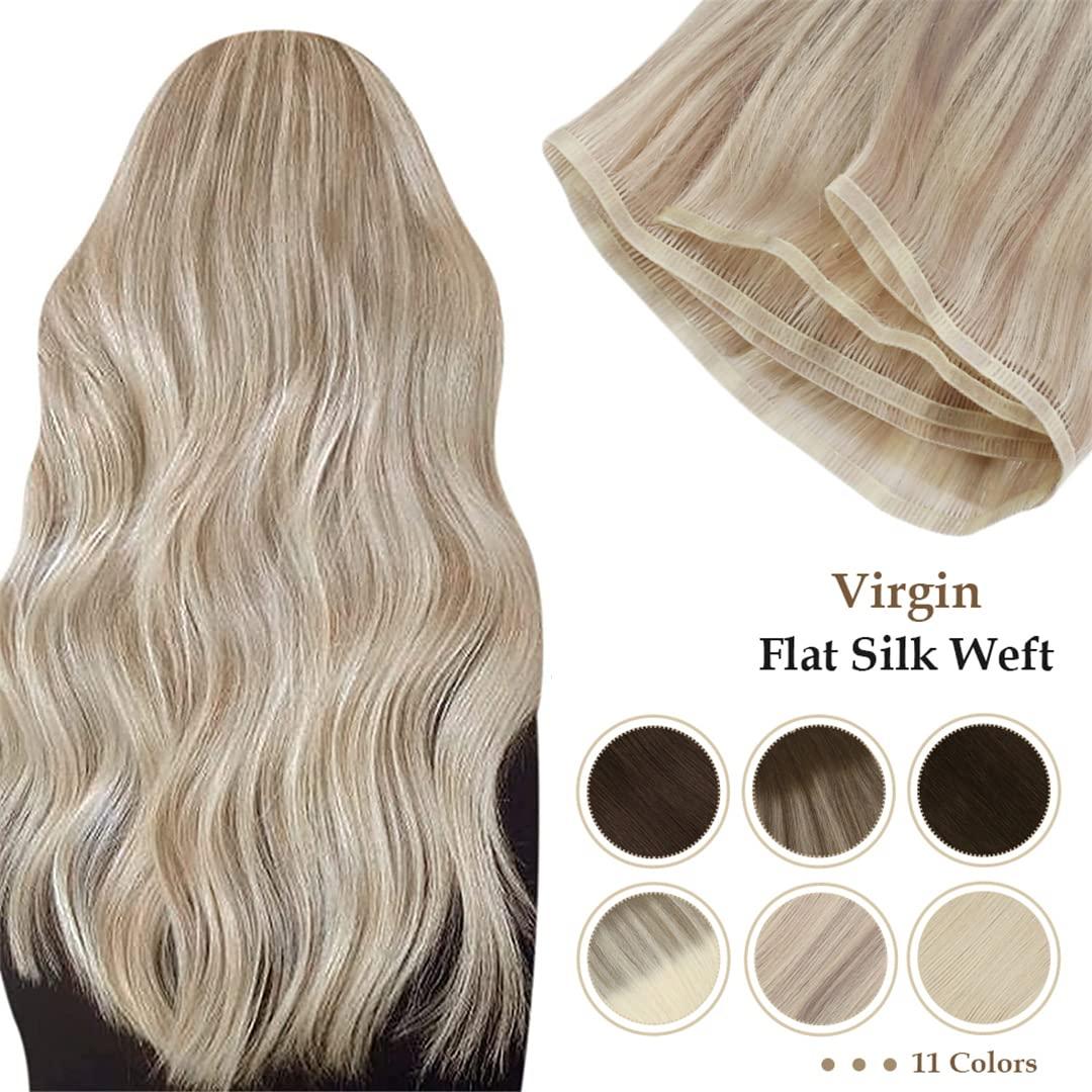 WestIsand Flat Silk Hair Weft Sew In Bundles Invisible Virgin Hair Extensions Real Human Hair Smooth Straight Hair For Salon 4 27 4 14 Inches