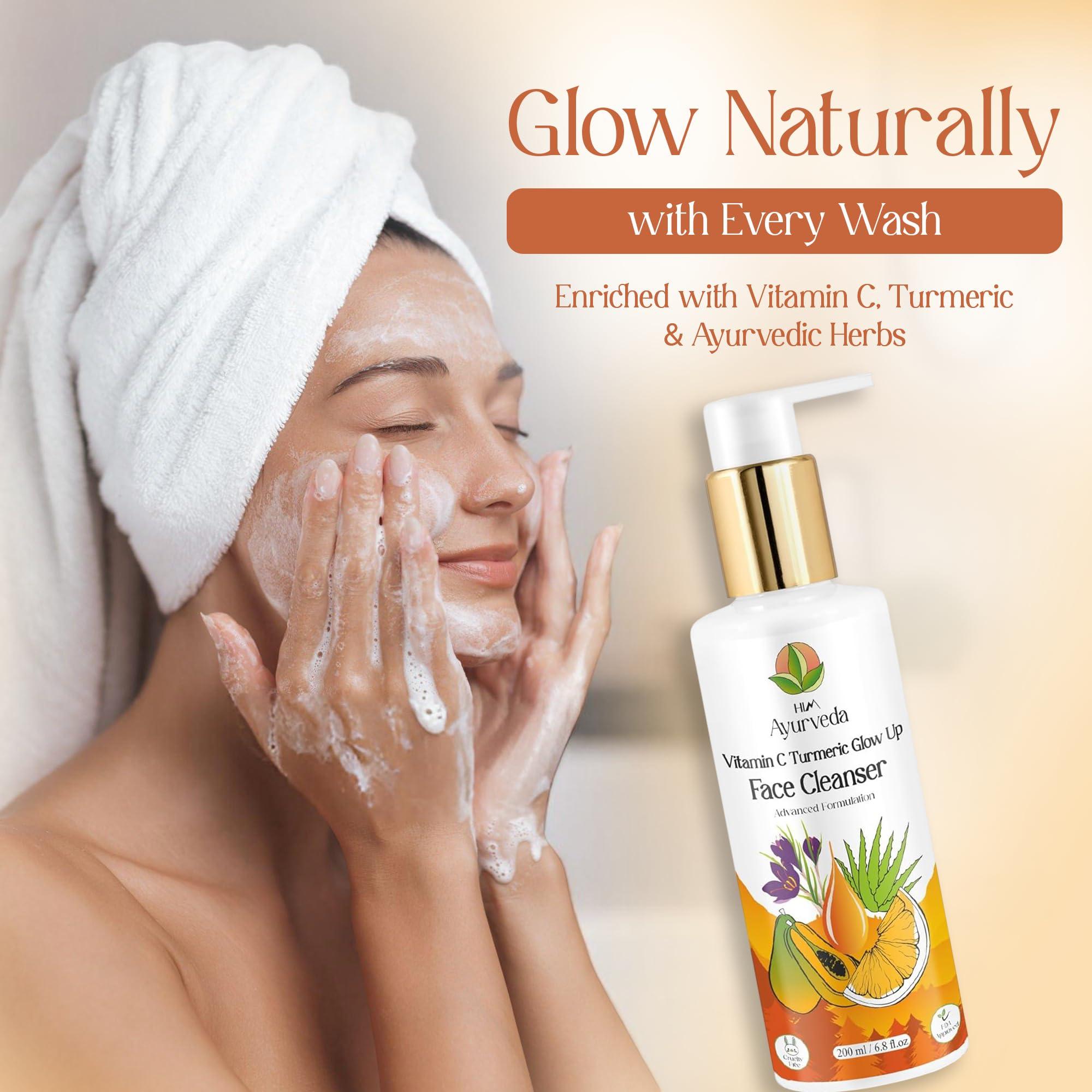 HIM AYURVEDA HIM AYURVEDA VITAMIN C FACE WASH ERICHED WITH LEMON, HONEY,PAPAYA,TURMERIC, ALOE VERA AND KASHMIRI SAFFRON - NO PARABENS, SULPHATE, SILICONES, 200ML