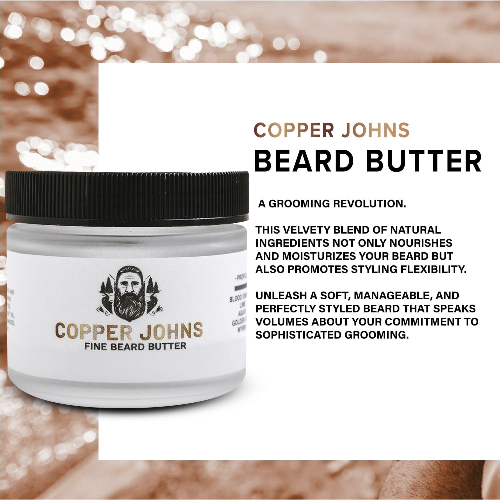 Copper Johns Copper Johns Beard Butter for Men with Shea Butter, Jojoba Oil & Sea Minerals for Moisture, Softness, Control, & Sheen, Barbershop-Warm Wood & Bay Rum, 2 oz