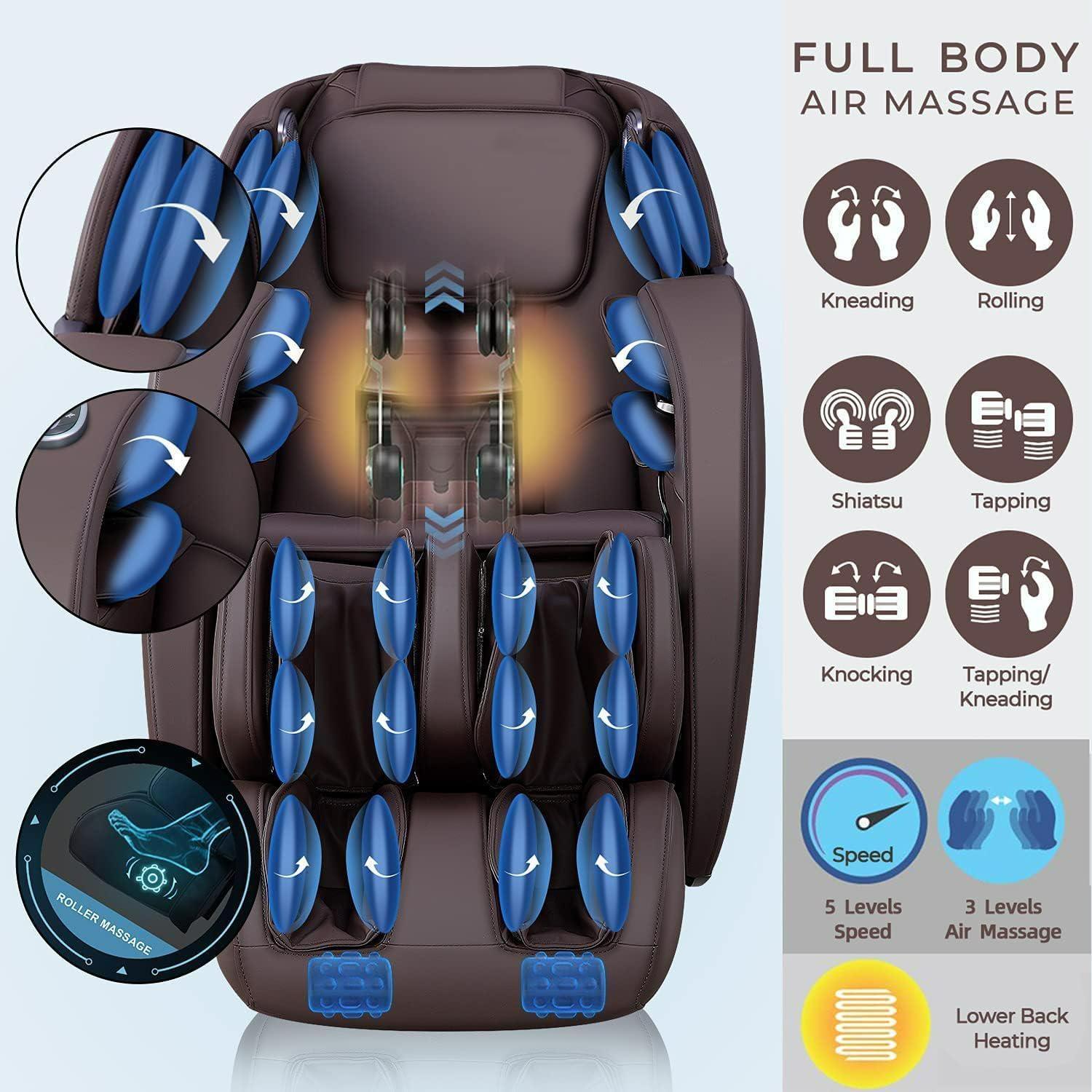 iRest iRest SL Track Massage Chair Recliner, Full Body Massage Chair with Zero Gravity, Bluetooth Speaker, Airbags, Heating, and Foot Massage