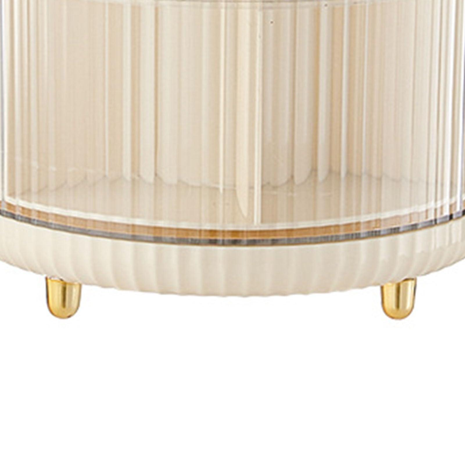 CHEOTIME CHEOTIME Makeup Brush Holder with Lid, Makeup Brush Storage Box Rotating Cosmetics Display Case Dustproof Make Up Brushes Storage Bucket (Milk White)