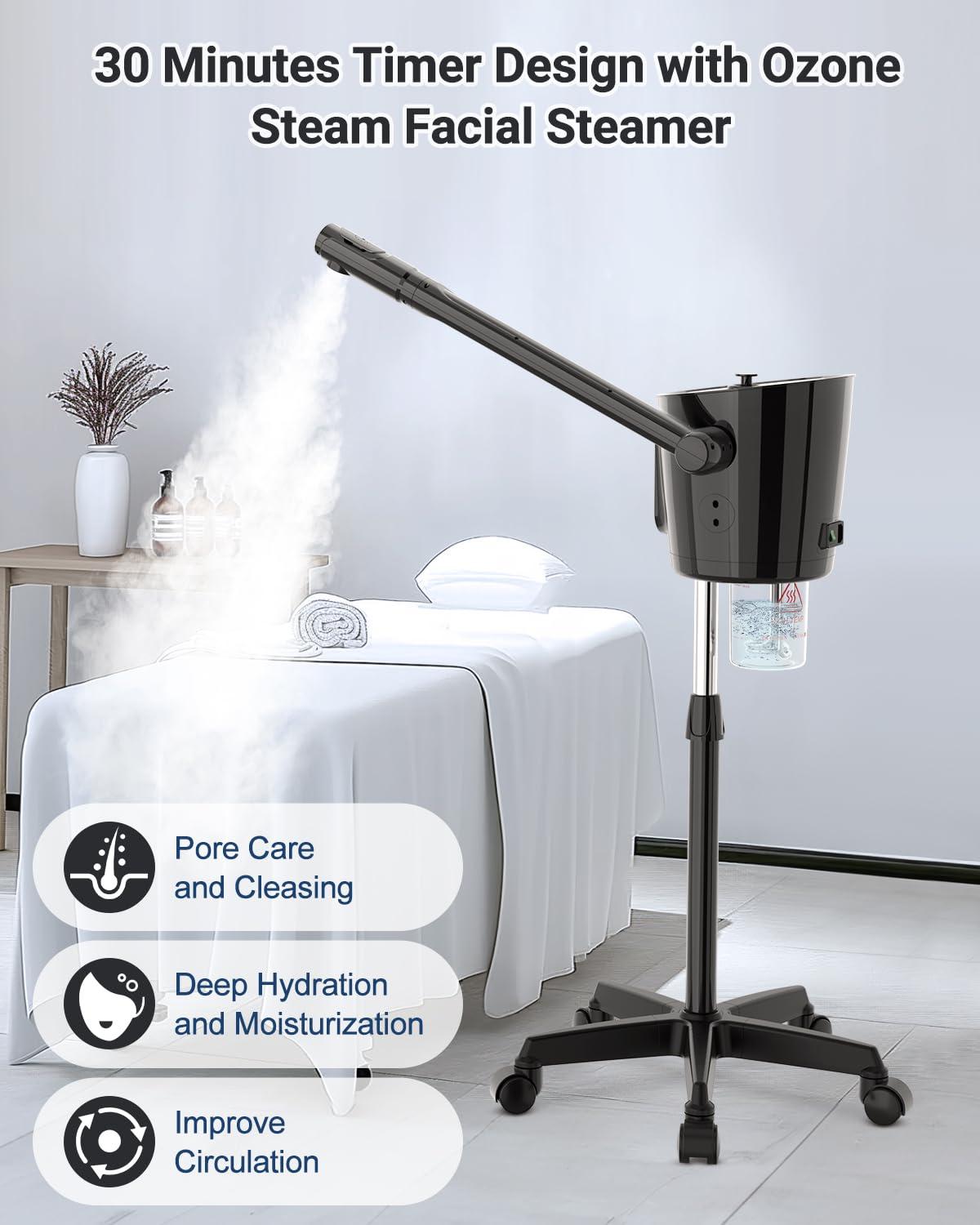 Kingsteam Kingsteam Professional Facial Steamer with Ozone - Ionic Nano Hot Mist Steamer with Large Capacity and 30-Min Timer for Estheticians, Beauty Salons, and Home Skin Care Use