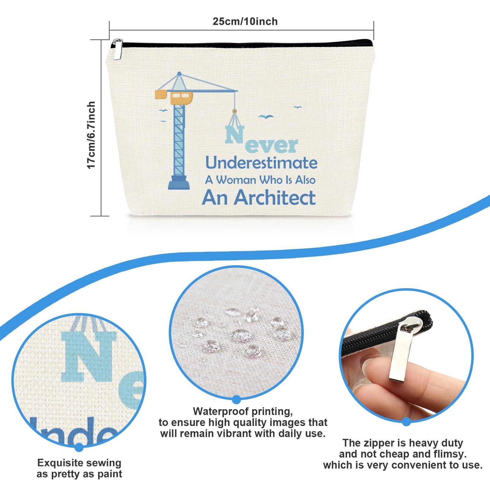 Mikela Architect Gifts for Women Makeup Bag Architectural Engineer Gifts Graduation Gift for Architect Student Teacher Cosmetic Bag Architecture Gifts for Her Woman Friends Co-worker Christmas Birthday Gift