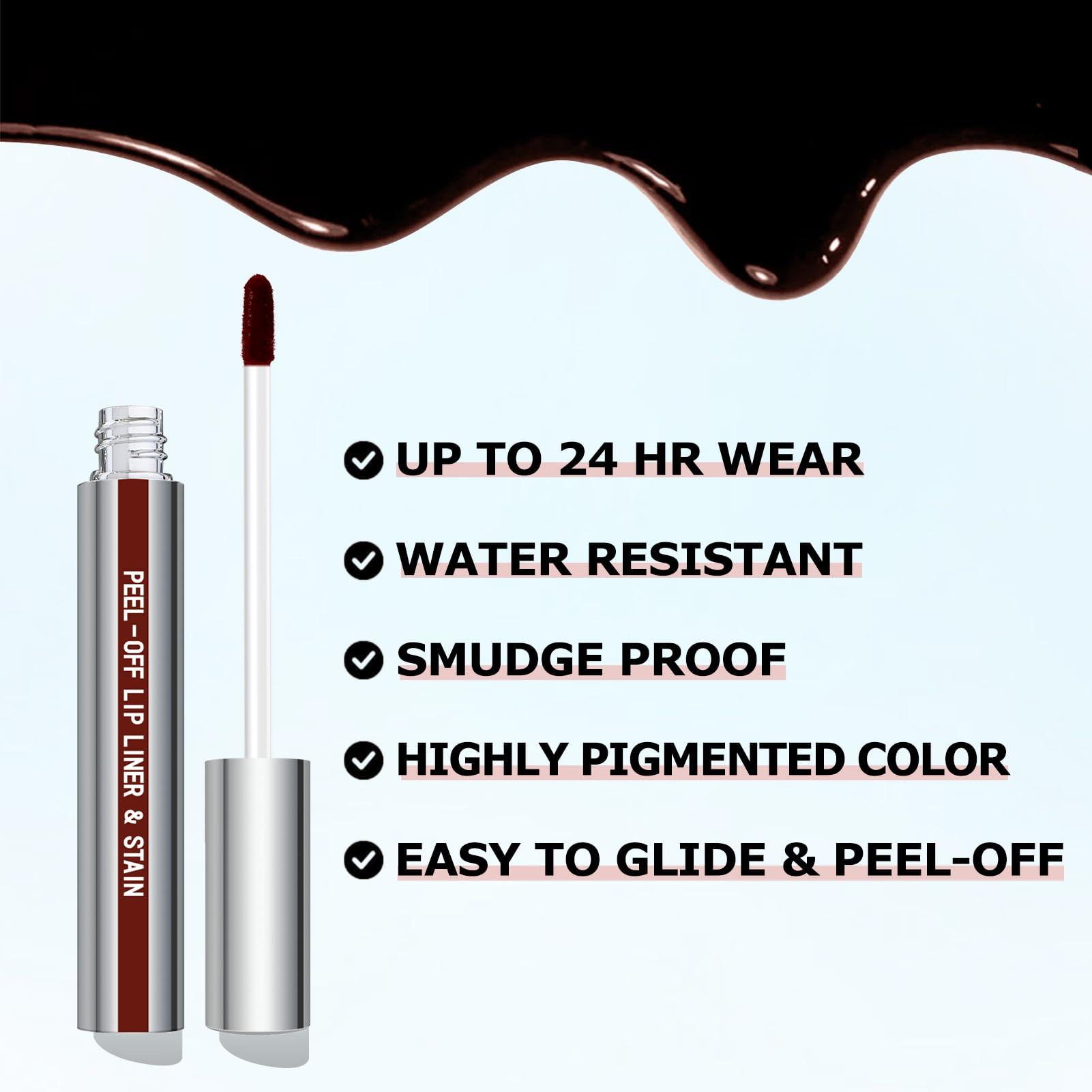 Cilrofelr Cilrofelr Peel Off Lip Liner Stain, Long Wear Tattoo Lip Liner with Tweezer, Peel Off Lip Stain with Matte Finish, Long Lasting, Waterproof, Transfer-proof, Highly Pigmented Color (Cocoa)
