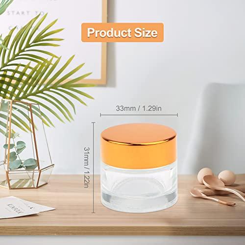 Wresty Wresty 10 Gram Glass Cosmetic Containers 19 Packs Round Sample Jars Cosmetic Cream Bottles Makeup Pots Container Vials (gold lids)