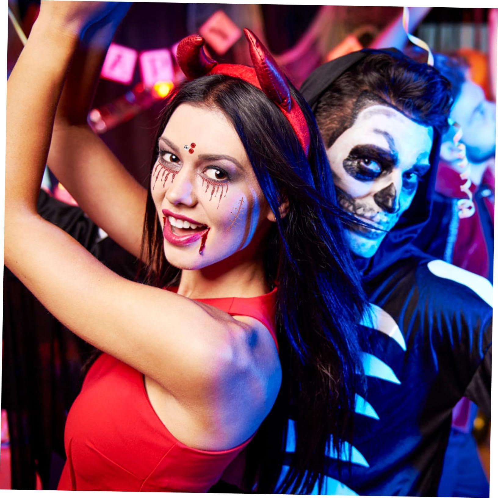 Hemoton Hemoton 2 Sheets Halloween Tattoos Halloween Face Cosplay Face Skull Face Sticker Face Decals Halloween Party Halloween Sticker Halloween Temporary Tattoos Skull Face Tattoo Plastic