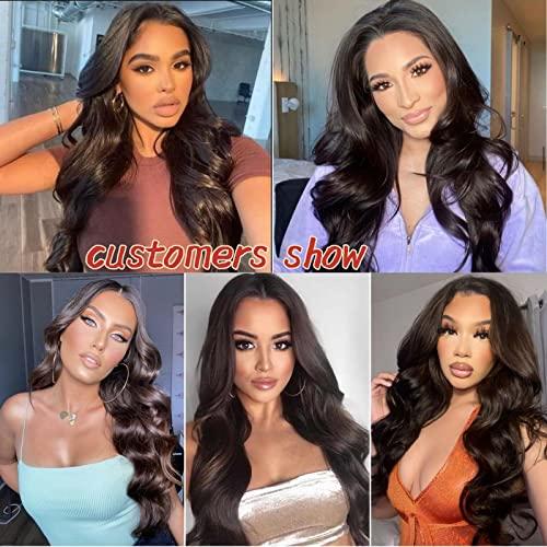 Oseti Oseti Body Wave Synthetic Half Wigs for Black Women V Shape Wigs No Leave Out, Synthetic No Leave V Part Wigs with Clips in Half Wig Scalp Protective Thin Part Wig 24inch (4#)