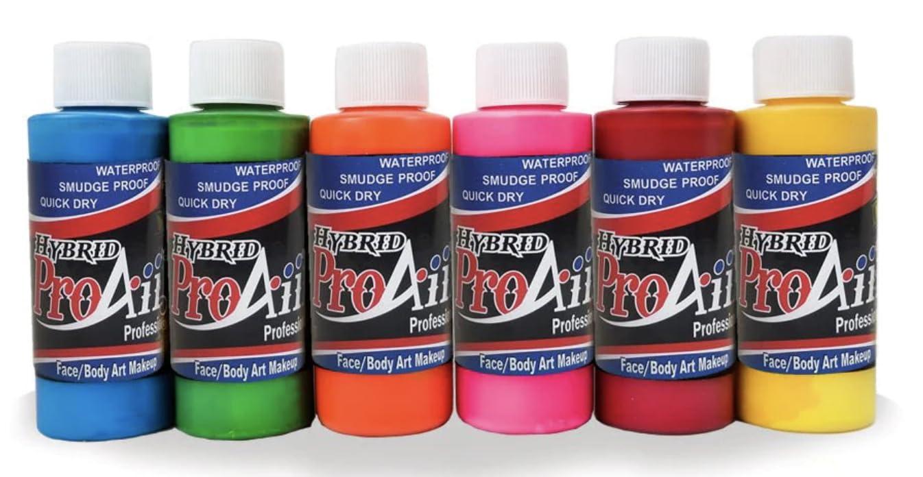ShowOffs Body Art ProAiir Face and Body Painting Makeup - Set of 6 Atomic UV Colors - 1 oz (30ml)