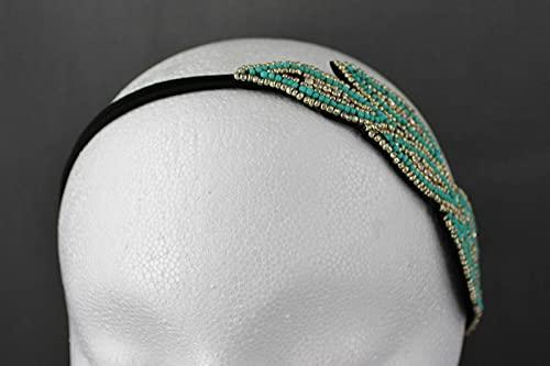 Wholesale Fashion HairClip Turquoise Gold Leaf Leaves Beaded Headband Applique Fascinator Head Hair Band Fashion hair Accessories for Women