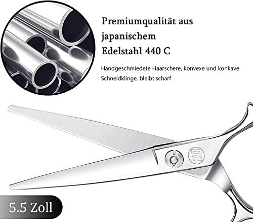 Moontay Moontay 5.5" Hair Cutting Shears with Large Finger Holes, Professional Barber Stylist Scissors, Salon Hair Cutting Scissors, 440C Japanese Stainless Steel, Silver