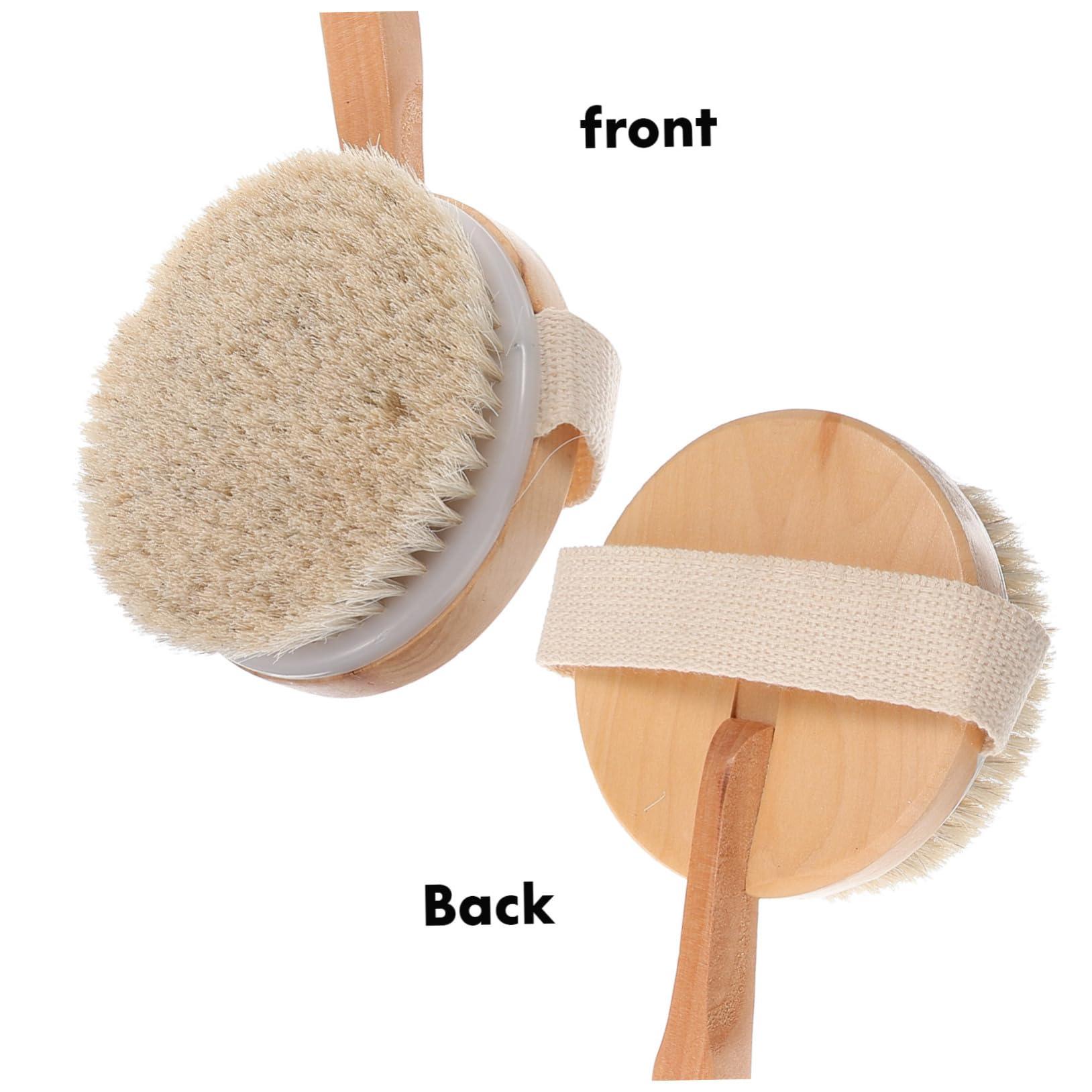 FOYTOKI FOYTOKI Wooden Handle Bath Brush Back Washer for Shower Bathroom Bath Brush Back Scrubber Long Handle Bath Brush Long Handle for Shower Back Scrubber for Shower for Men Back Brush