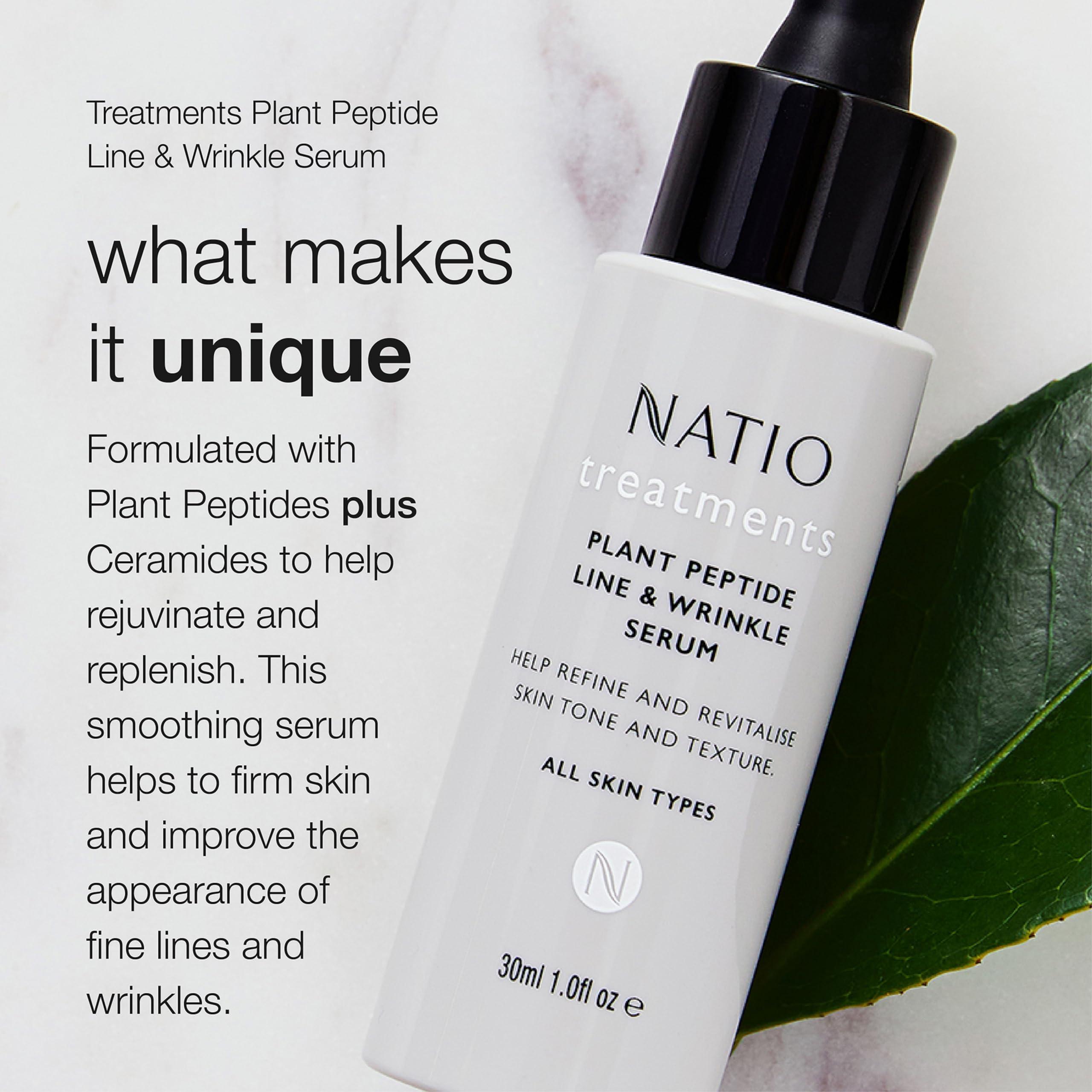 Natio Natio Plant Peptide Line and Wrinkle Serum, 1 oz - Anti Aging Serum - Rejuvenating Face Serum - Daily Serum for Face to Revitalize Skin Texture