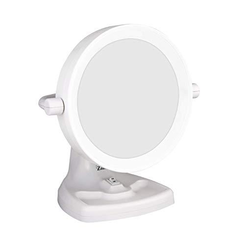 Zadro Zadro 11" W Max Bright Fluorescent Lighted Makeup Mirror with Magnification 10X/1X Swivel Head Tray Makeup Light Mirror, White