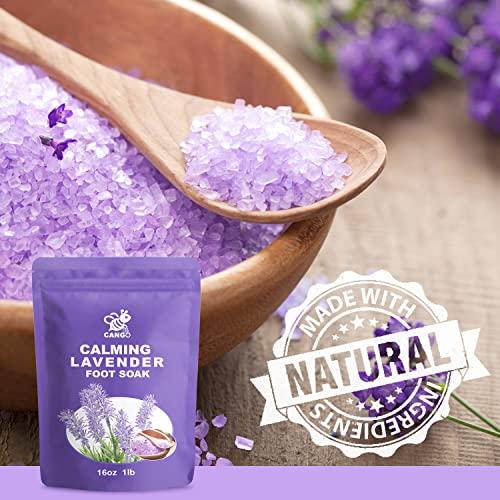 CANGO Foot Spa Bath Massager with Heat Bubbles and Vibration Massage and Jets, 16 OZ Calming Lavender Foot Soak Epsom Salt, CANGO Foot Soaker With Infrared Light, 22 Massage Rollers, Adjustable Temp - Black