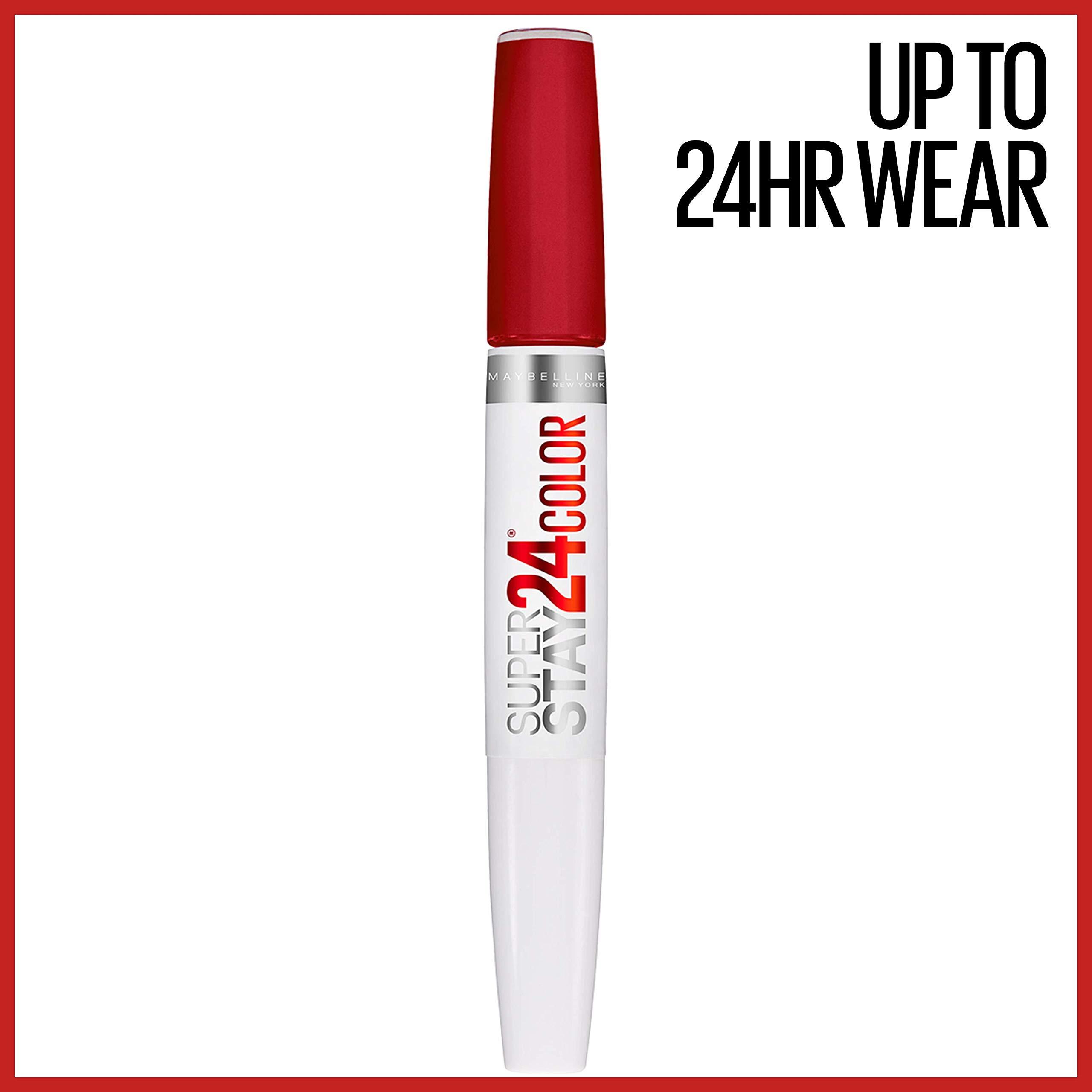 Maybelline New York Maybelline Super Stay 24, 2-Step Liquid Lipstick Makeup, Long Lasting Highly Pigmented Color with Moisturizing Balm, Optic Ruby, Ruby Red, 1 Count