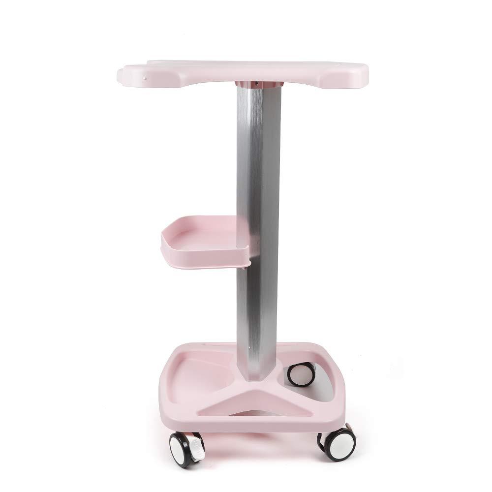 InnaMall Salon Trolley Cart, Aluminum Alloy Rolling Salon Trolley with Wheels Pink Beauty Spa Trolley Cart Tattoo Roller Tray Beauty Cart Salon Storage Mobile Carts for Trolley Holder Tool Cart Load 33Lbs