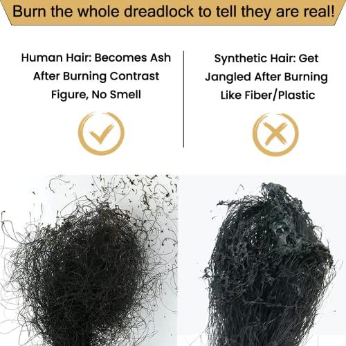 Lyummy Loc Extensions Human Hair 100% Human Hair 6 Inch 22 Strands Dreadlock Extensions for Men/Women Full Head Handmade 0.6cm Thinner Can Be Dyed Bleached Curled and Twisted Natural Black Loc Extensions