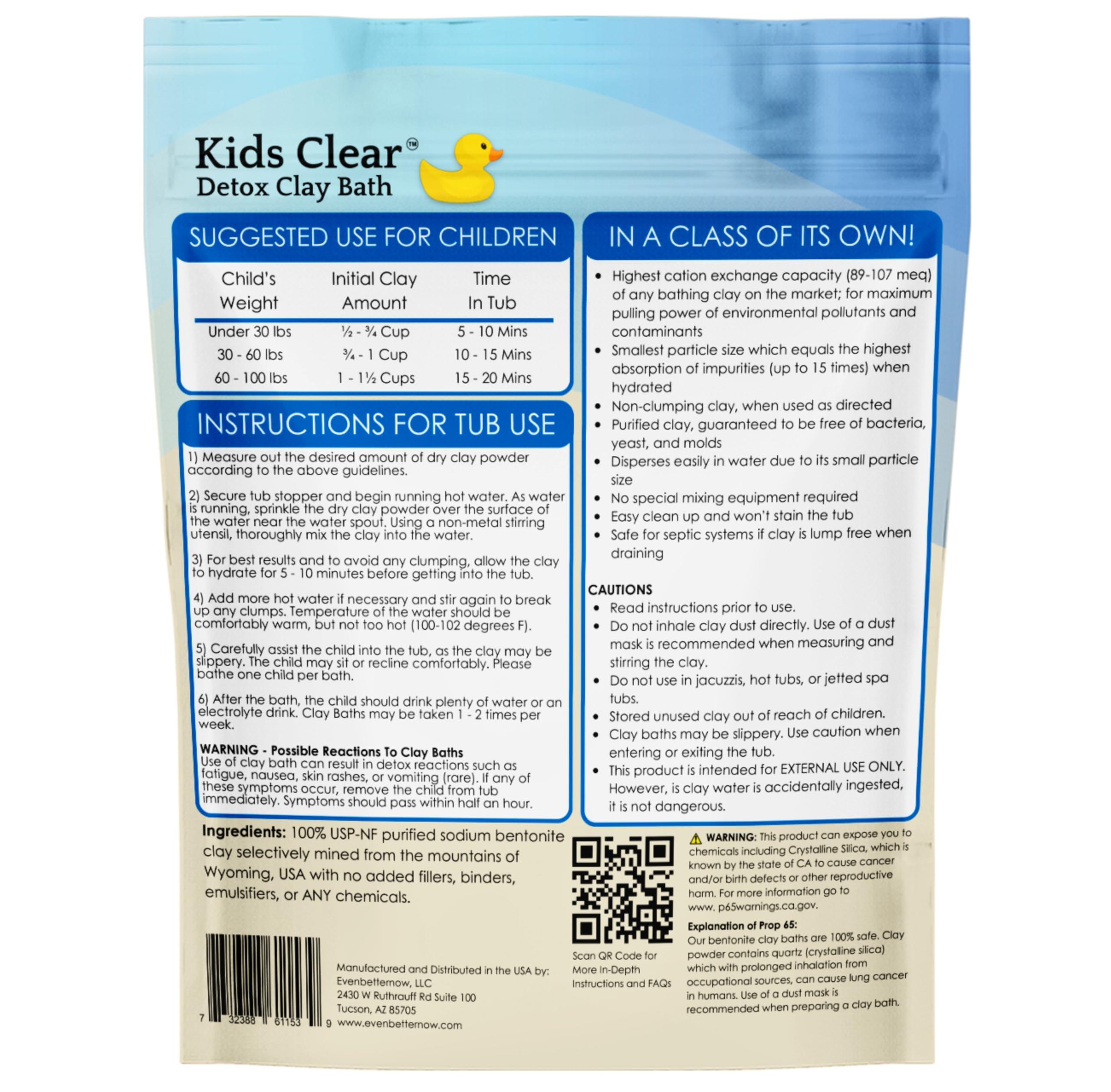 EvenbetterNow Kids Clear Detox Clay Bath, 100% Pure Sodium Bentonite - Removes Toxins, Impurities and Contaminants, by Evenbetternow LLC, 2.5 lbs (40 oz)
