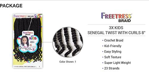 FREE TRESS FreeTress Crochet Braids 3X Kids Senegal Twist with Curls 8" (2-PACK, 30)