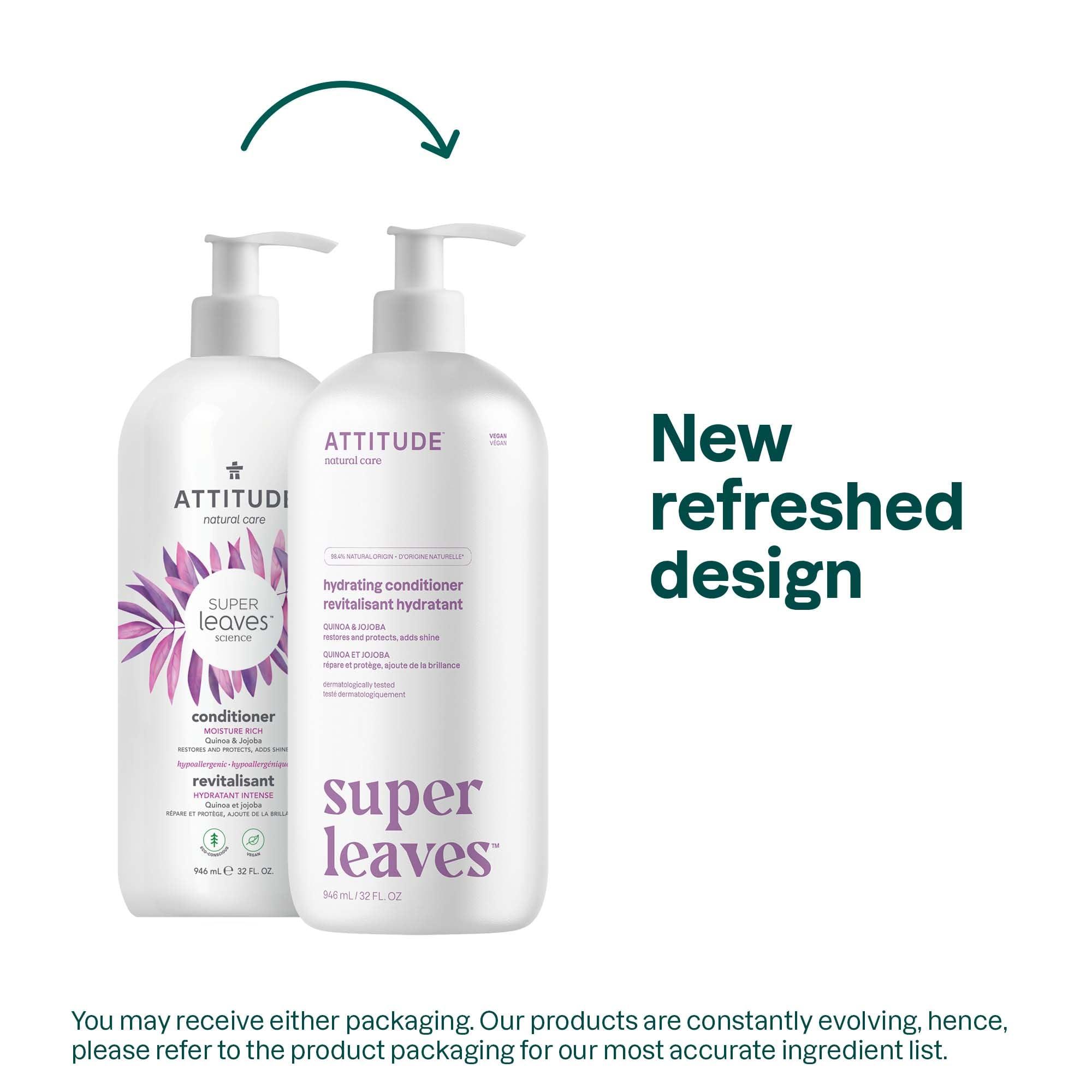 ATTITUDE ATTITUDE Moisture Rich Hair Conditioner, For Dry and Damaged Hair, Naturally Derived Ingredients, Vegan Detangler, Dermatologiocally Tested, Quinoa and Jojoba, 32 Fl Oz (Pack of 6)