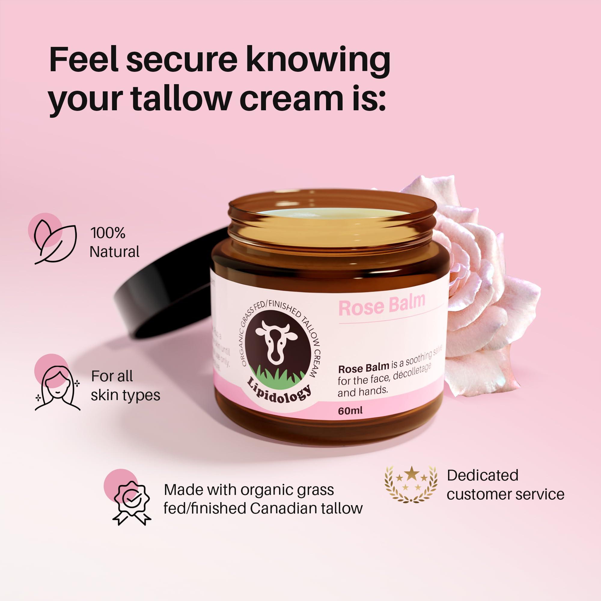 Lipidology Skincare Organic Rose Tallow Balm, 60 ml