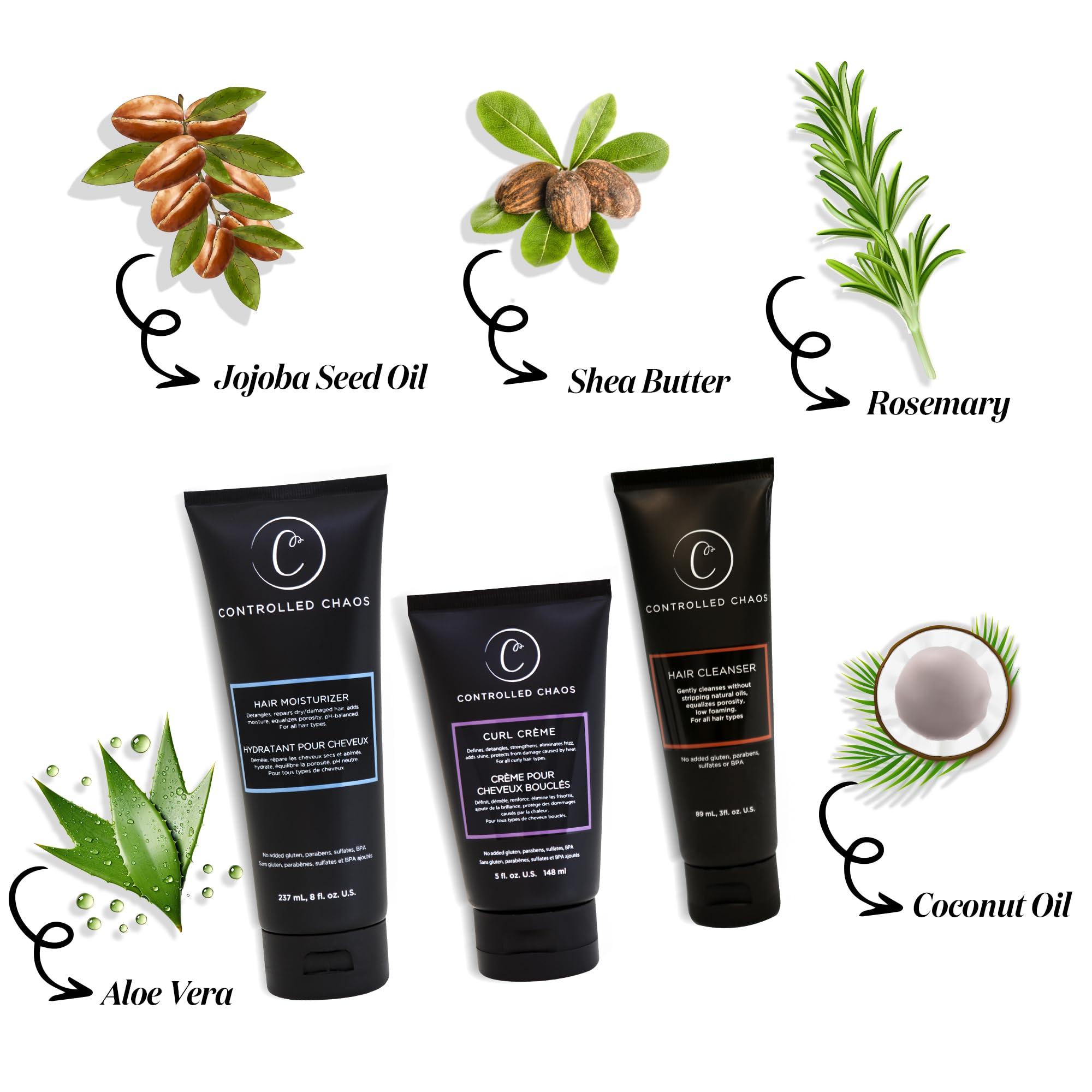 Controlled Chaos Controlled Chaos Hair Care Set for Curly Hair - 3 Pack Including Shampoo, Conditioner, Curl Defining Cream to Control Frizz & Nourish All Hair Types