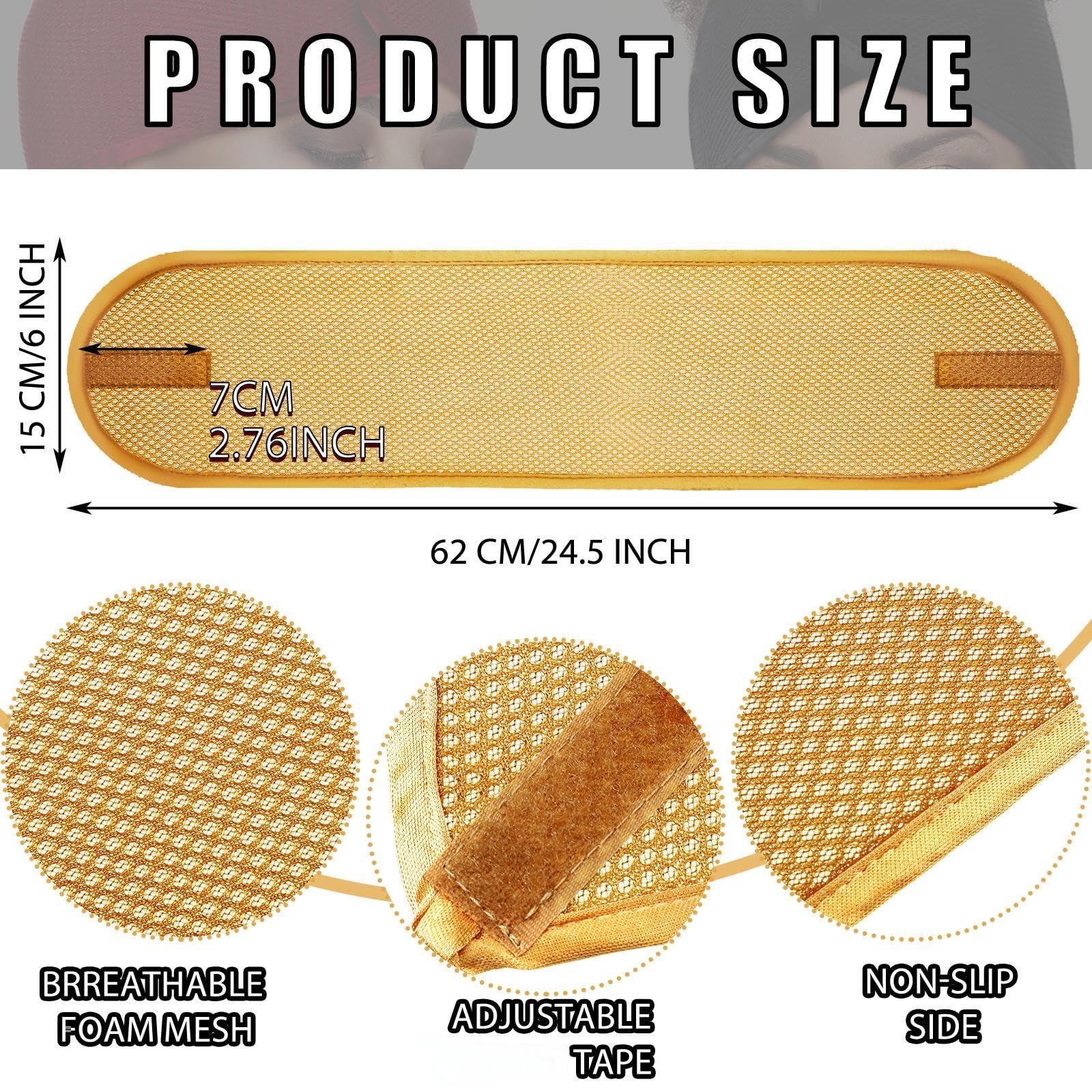 Haysandy Haysandy Hairband, 4 Pieces Mesh Hair Wrap for Black Women - Face Wash Makeup Hair Accessories Headbands (Black, Wine Red, Khaki, Light Green)