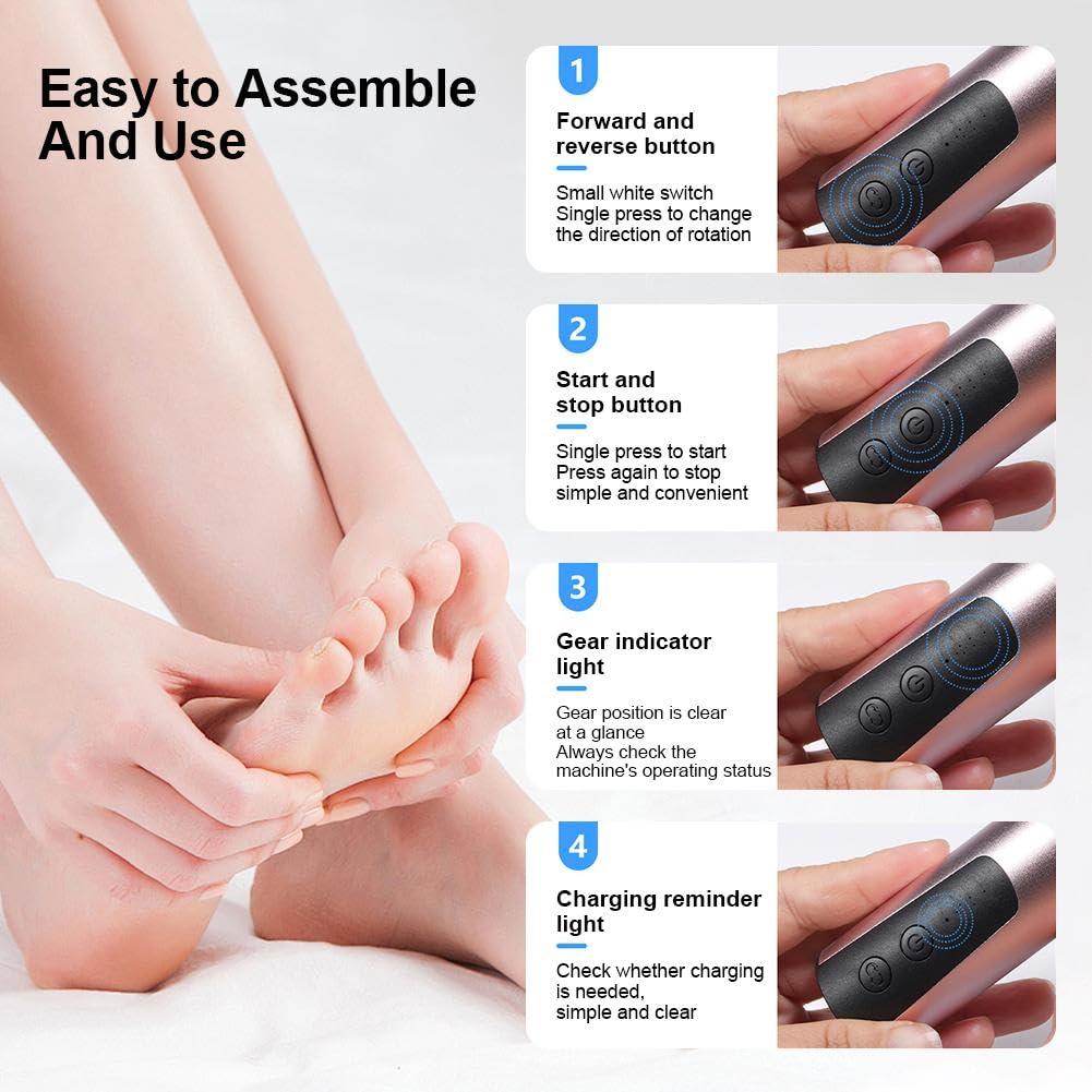 BBASILIYSD Electric Callus Remover for Feet,Rechargeable Portable Professional Foot Sander Pedicure Tool,Adjustable Speed Electric Foot File,Professional Pedicure Tools for Feet,Foot Sander for Feet Dead Skin