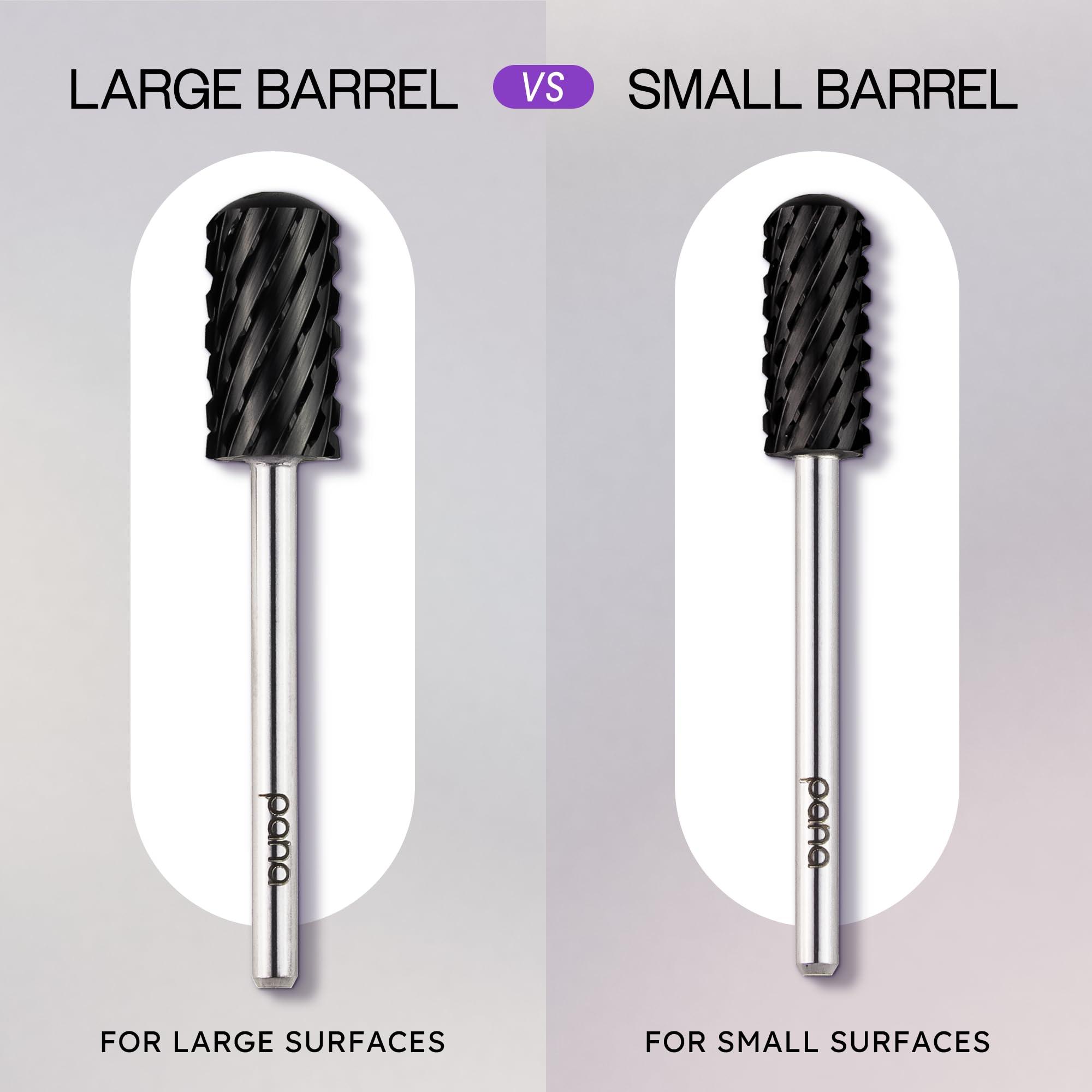 PANA USA Pana DLC 3/32\" Safety Nail Carbide - Smooth Round Top Large Barrel Head for Electric Dremel Drill Machine (Black, 3XC Grit)